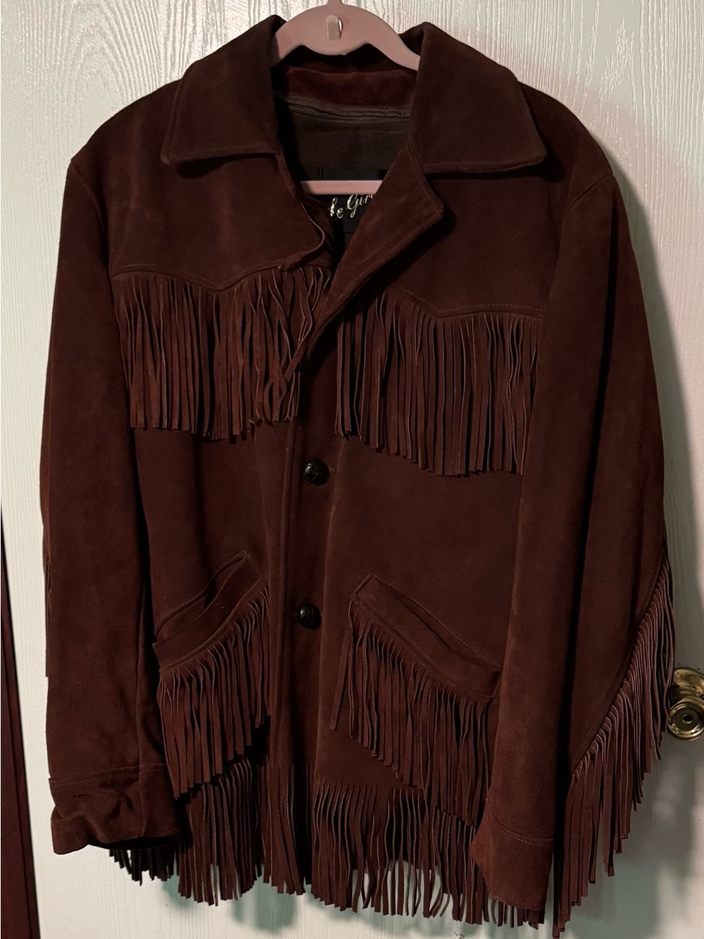 Le Girard Suede Fringe Jacket Men’s Size 44 Brown